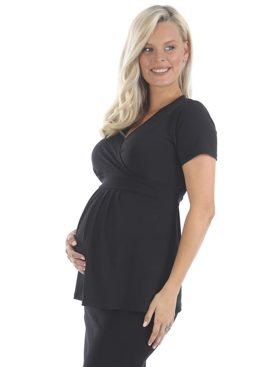 Bree Maternity Crossover Work Top - Black